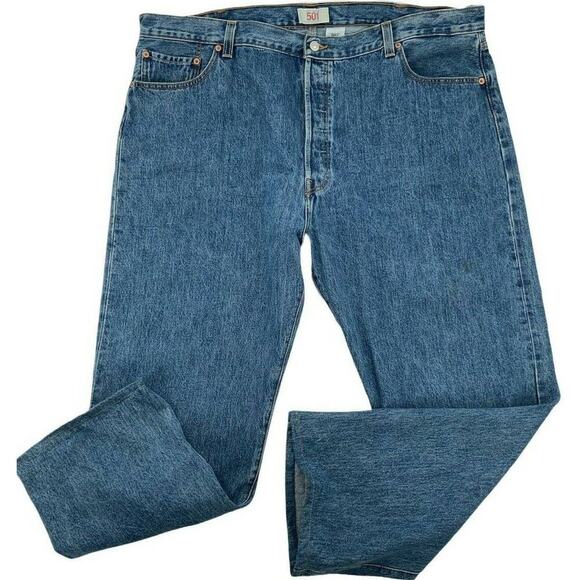 Levi's 501 Jeans Men's Size 46X30 Comfort Fit Straight Leg Button Fly Blue Denim - Picture 1 of 12